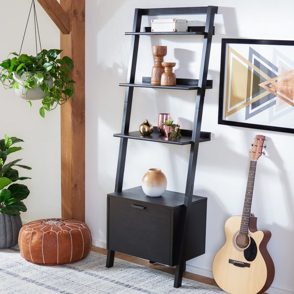 Safavieh Lavina 3-Shelf Etagere With Drawer - Stylish Industrial Storage Solution For Any Space Black ETG9404D