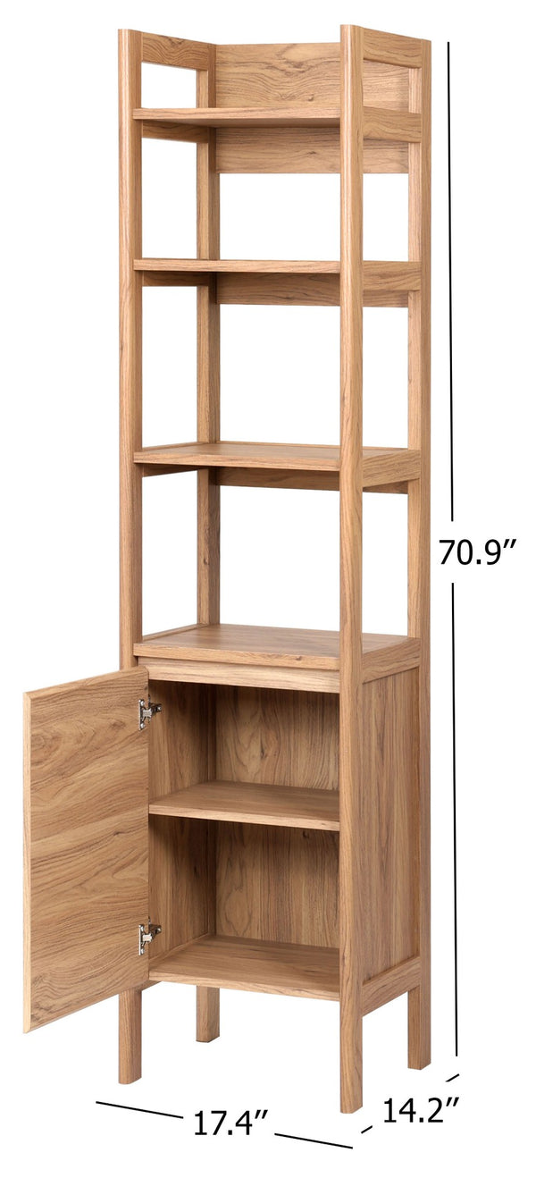 Safavieh Glapelle Oak-Finish 4-Shelf Bookcase With Concealed Cabinet For Stylish Space-Saving Storage Solutions ETG9600A