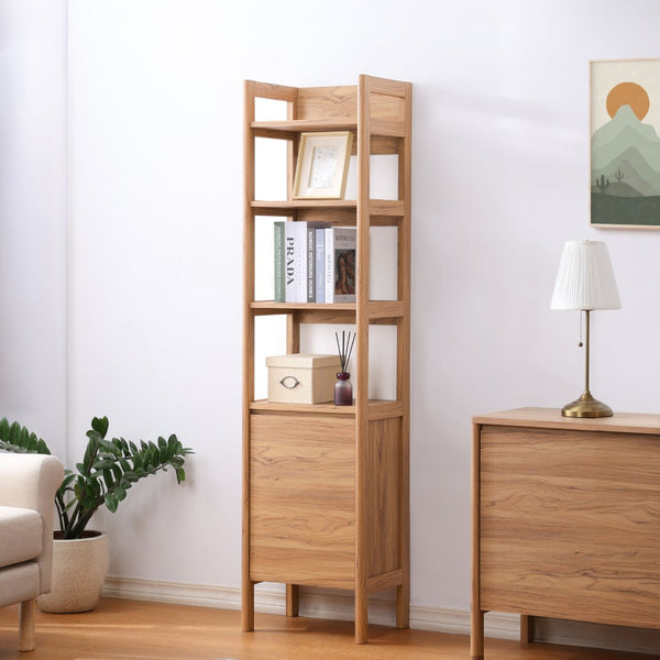 Safavieh Glapelle Oak-Finish 4-Shelf Bookcase With Concealed Cabinet For Stylish Space-Saving Storage Solutions ETG9600A