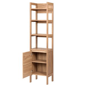 Safavieh Glapelle Oak-Finish 4-Shelf Bookcase With Concealed Cabinet For Stylish Space-Saving Storage Solutions ETG9600A