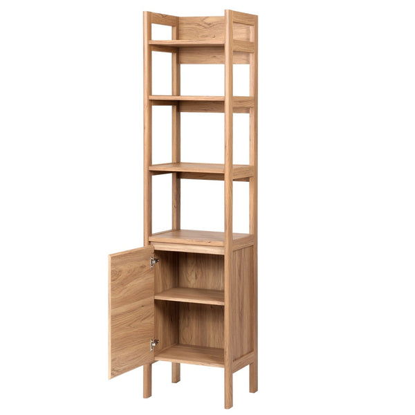 Safavieh Glapelle Oak-Finish 4-Shelf Bookcase With Concealed Cabinet For Stylish Space-Saving Storage Solutions ETG9600A