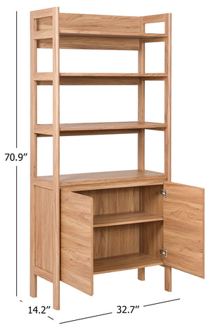 Safavieh Glapelle 4 Shelf 2 Door Bookcase In Elegant Oak – Stylish Storage Solution For Books & Collectibles Oak Wood Etg9601a