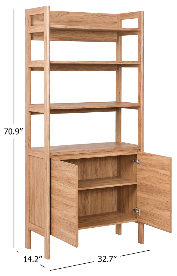 Safavieh Glapelle 4 Shelf 2 Door Bookcase In Elegant Oak – Stylish Storage Solution For Books & Collectibles Oak Wood Etg9601a
