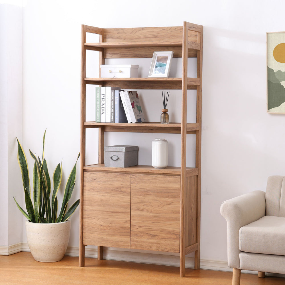 Safavieh Glapelle 4 Shelf 2 Door Bookcase In Elegant Oak – Stylish Storage Solution For Books & Collectibles Oak Wood Etg9601a