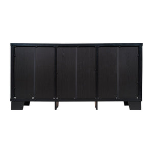 English Elm Wells 59 Inch Modern Buffet Sideboard Storage Cabinet with Glass Doors and Ample Organized Space Black EV-CA7515-01ZZ-BK-GG