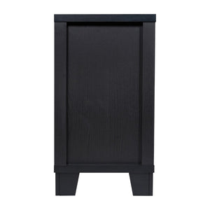 English Elm Wells 59 Inch Modern Buffet Sideboard Storage Cabinet with Glass Doors and Ample Organized Space Black EV-CA7515-01ZZ-BK-GG