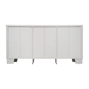 English Elm Wells 59 Inch Modern Buffet Sideboard Storage Cabinet with Glass Doors and Ample Organized Space White EV-CA7515-01ZZ-WH-GG