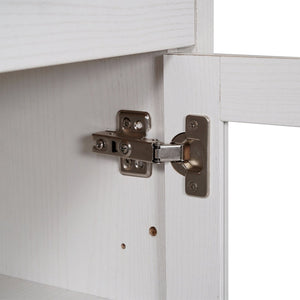 English Elm Wells 59 Inch Modern Buffet Sideboard Storage Cabinet with Glass Doors and Ample Organized Space White EV-CA7515-01ZZ-WH-GG