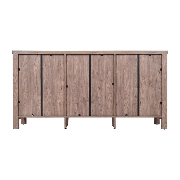 English Elm Dion 59-Inch Modern Buffet Sideboard: Sleek Storage Cabinet with Glass Doors & Open Shelf Design Brown EV-CA7515-ZZ-BR-GG