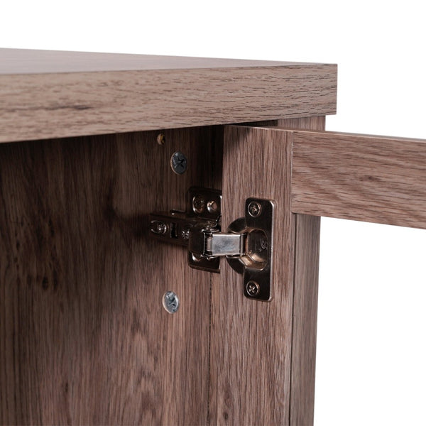 English Elm Dion 59-Inch Modern Buffet Sideboard: Sleek Storage Cabinet with Glass Doors & Open Shelf Design Brown EV-CA7515-ZZ-BR-GG