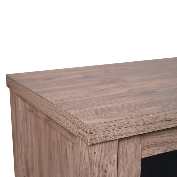 English Elm Dion 59-Inch Modern Buffet Sideboard: Sleek Storage Cabinet with Glass Doors & Open Shelf Design Brown EV-CA7515-ZZ-BR-GG