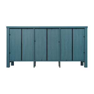 English Elm Dion 59-Inch Modern Buffet Sideboard: Sleek Storage Cabinet with Glass Doors & Open Shelf Design Teal EV-CA7515-ZZ-TL-GG