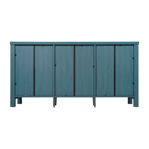 English Elm Dion 59-Inch Modern Buffet Sideboard: Sleek Storage Cabinet with Glass Doors & Open Shelf Design Teal EV-CA7515-ZZ-TL-GG