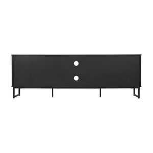 English Elm Malaki Mid-Century Modern TV Stand with Rattan Soft-Close Doors and Fixed Shelf for Stylish Storage Black 65" EV-ET4216-ZZ-BLK-GG