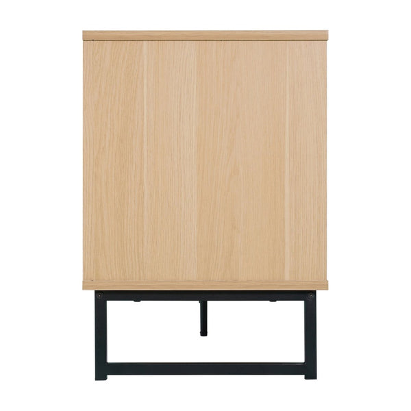 English Elm Malaki Mid-Century Modern TV Stand with Rattan Soft-Close Doors and Fixed Shelf for Stylish Storage Natural 65" EV-ET4216-ZZ-NAT-GG