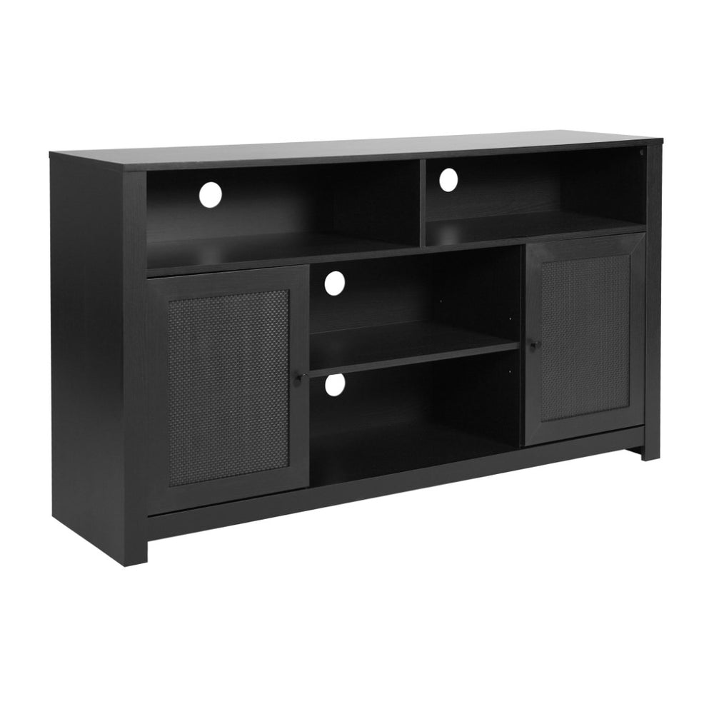 English Elm Malaki Mid-Century Modern Buffet Sideboard with Soft Close Doors & Adjustable Storage for TVs Up to 65" Black 58" EV-ET8114-ZZ-BLK-GG