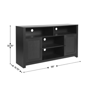 English Elm Malaki Mid-Century Modern Buffet Sideboard with Soft Close Doors & Adjustable Storage for TVs Up to 65" Black 58" EV-ET8114-ZZ-BLK-GG