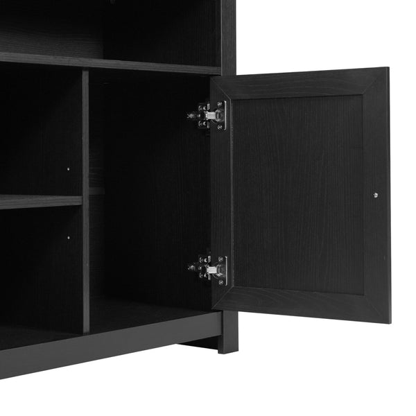 English Elm Malaki Mid-Century Modern Buffet Sideboard with Soft Close Doors & Adjustable Storage for TVs Up to 65" Black 58" EV-ET8114-ZZ-BLK-GG