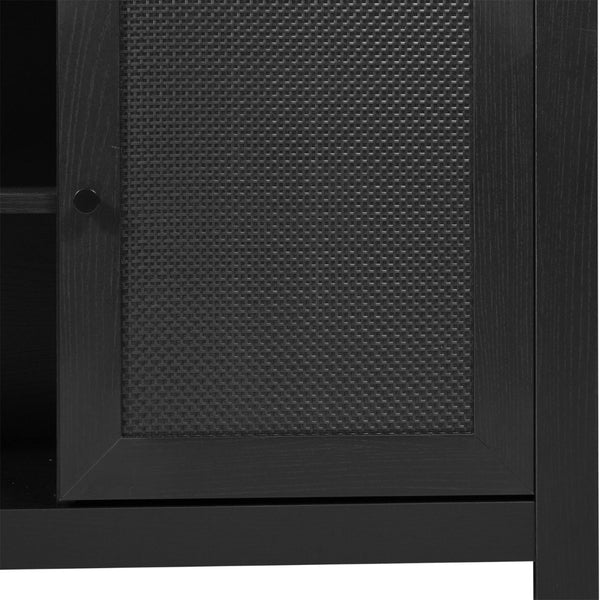 English Elm Malaki Mid-Century Modern Buffet Sideboard with Soft Close Doors & Adjustable Storage for TVs Up to 65" Black 58" EV-ET8114-ZZ-BLK-GG