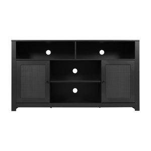 English Elm Malaki Mid-Century Modern Buffet Sideboard with Soft Close Doors & Adjustable Storage for TVs Up to 65" Black 58" EV-ET8114-ZZ-BLK-GG