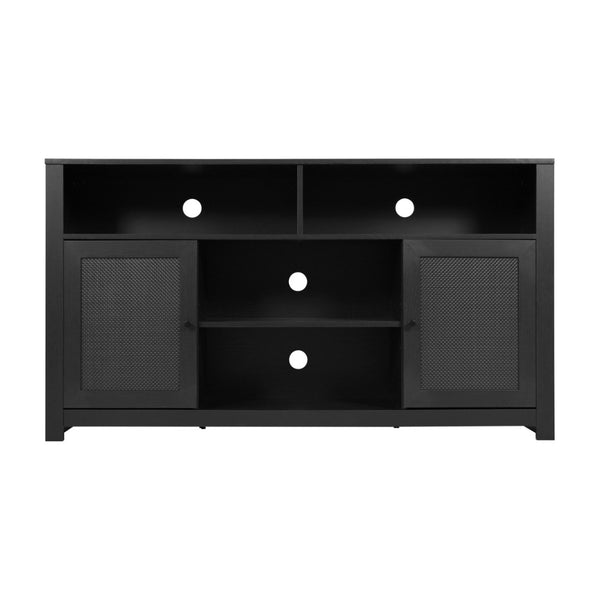 English Elm Malaki Mid-Century Modern Buffet Sideboard with Soft Close Doors & Adjustable Storage for TVs Up to 65" Black 58" EV-ET8114-ZZ-BLK-GG