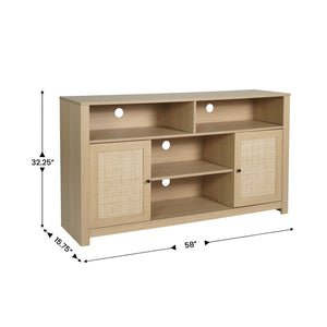 English Elm Malaki Mid-Century Modern Buffet Sideboard with Soft Close Doors & Adjustable Storage for TVs Up to 65" Natural 58" EV-ET8114-ZZ-NAT-GG