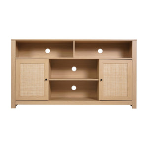 English Elm Malaki Mid-Century Modern Buffet Sideboard with Soft Close Doors & Adjustable Storage for TVs Up to 65" Natural 58" EV-ET8114-ZZ-NAT-GG