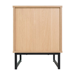 English Elm Malaki Set of 2 Mid-Century Modern Nightstands with Rattan Drawers, Open Shelves, and Metal Legs Natural 2-EV-ST4043-ZZ-NAT-GG