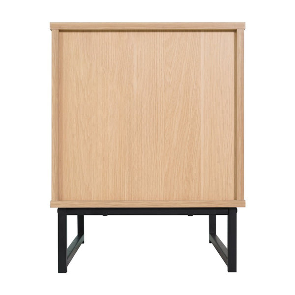 English Elm Malaki Set of 2 Mid-Century Modern Nightstands with Rattan Drawers, Open Shelves, and Metal Legs Natural 2-EV-ST4043-ZZ-NAT-GG