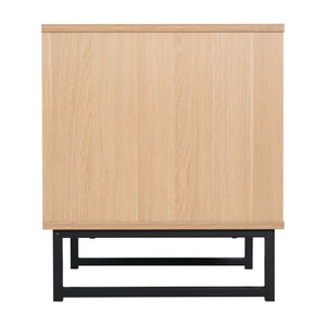 English Elm Malaki Set of 2 Mid-Century Modern Nightstands with Rattan Drawers, Open Shelves, and Metal Legs Natural 2-EV-ST4043-ZZ-NAT-GG