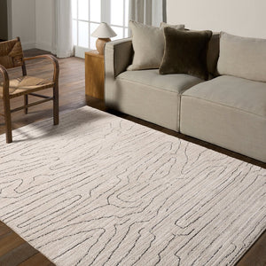 Jaipur Living Eva Newlyn Eva01 Powerloomed Machinemade 100% Polyester Lines Abstract Indoor Rug Ivory 100% Polyester Rug160952