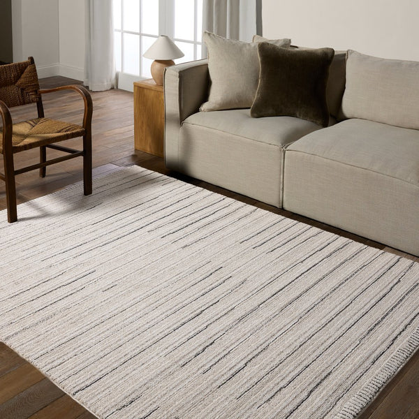 Jaipur Living Eva Regious Eva02 Powerloomed Machinemade 100% Polyester Lines Stripes Indoor Rug Ivory 100% Polyester Rug160961