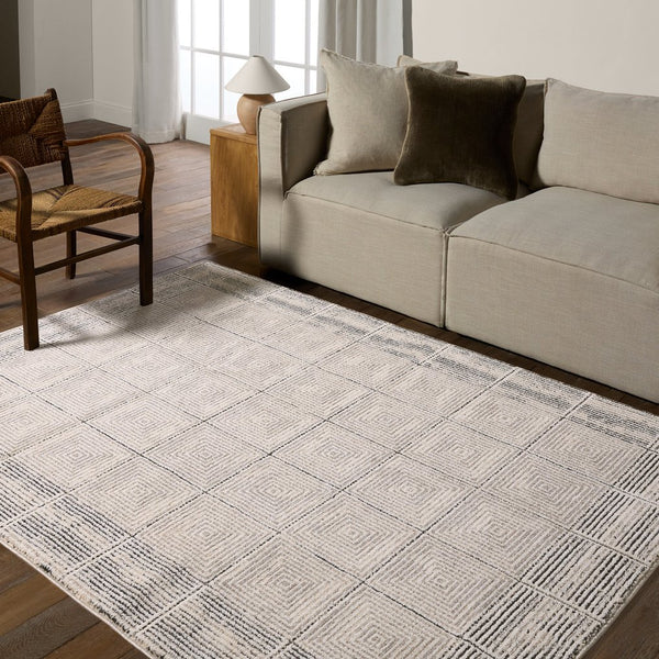 Jaipur Living Eva Quadrant Eva03 Powerloomed Machinemade 100% Polyester Geometric Geometric Indoor Rug Ivory 100% Polyester Rug160962