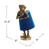 Chester Gold Monkey W/Blue Velvet Shade EVAVP1480GLDBU Evolution by Crestview Collection