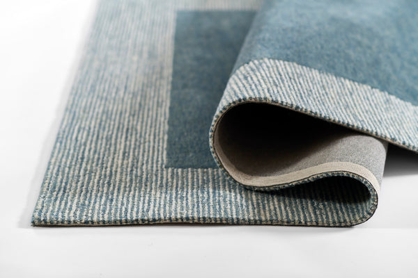 Momeni Everett EVT-6 Hand Tufted Contemporary Border Indoor Rug Blue 8' x 10'