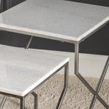 2 Piece Marcie Marble and Silver Nesting Tables EVFNR1045 Evolution by Crestview Collection