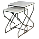 2 Piece Marcie Marble and Silver Nesting Tables