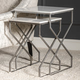 2 Piece Marcie Marble and Silver Nesting Tables EVFNR1045 Evolution by Crestview Collection