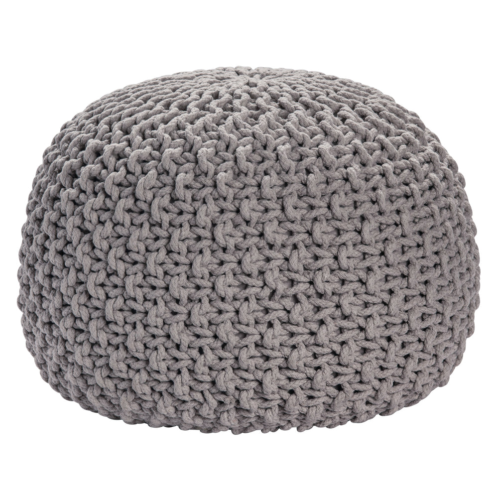 Ananya Gray Knit Foot Stool Pouf EVFNR1085OWH Evolution by Crestview Collection