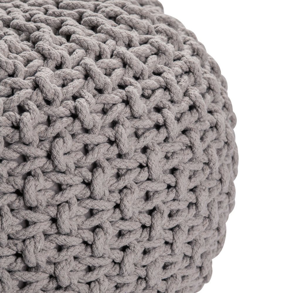 Ananya Gray Knit Foot Stool Pouf EVFNR1085OWH Evolution by Crestview Collection