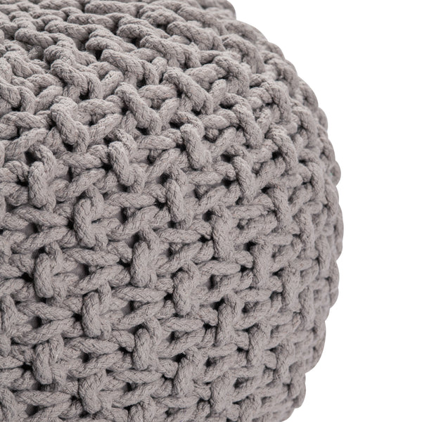 Ananya Gray Knit Foot Stool Pouf EVFNR1085OWH Evolution by Crestview Collection