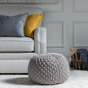 Ananya Gray Knit Foot Stool Pouf EVFNR1085OWH Evolution by Crestview Collection