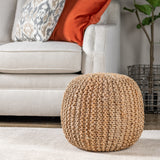 Urban Jute Foot Stool Pouf EVFNR1088 Evolution by Crestview Collection