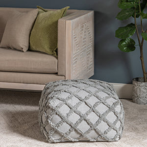 Rudra Grey Foot Stool Pouf EVFNR1109 Evolution by Crestview Collection