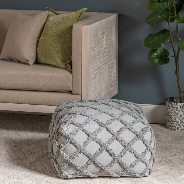 Rudra Grey Foot Stool Pouf EVFNR1109 Evolution by Crestview Collection