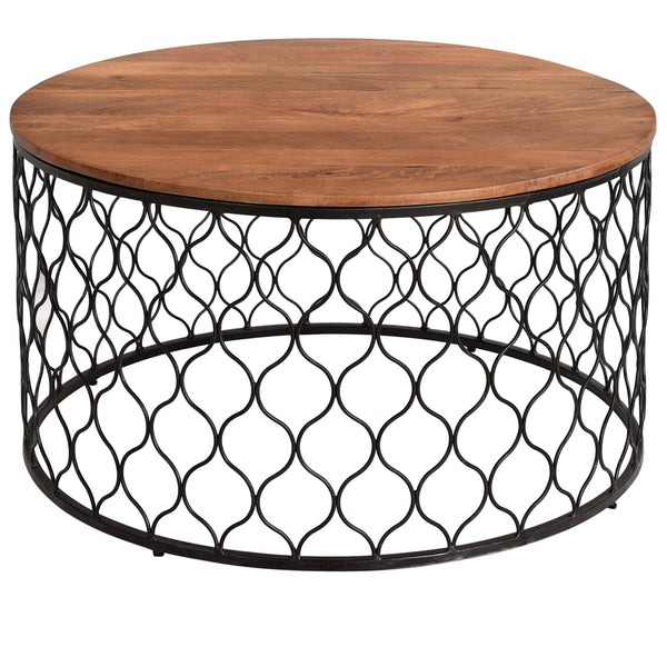 Jonathan Round Solid Mango and Iron Cocktail Table EVFNR1114 Evolution by Crestview Collection