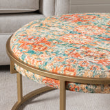 Melinda Round Printed Upholstered Cocktail Table EVFNR1124 Evolution by Crestview Collection