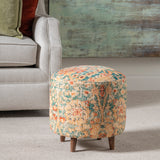Chloe Upholstered Mango Round Foot Stool Ottoman EVFNR1126 Evolution by Crestview Collection