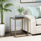 Christian Square Iron and Glass End Table EVFNR1137 Evolution by Crestview Collection