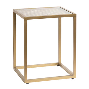 Christian Square Iron and Glass End Table EVFNR1137 Evolution by Crestview Collection